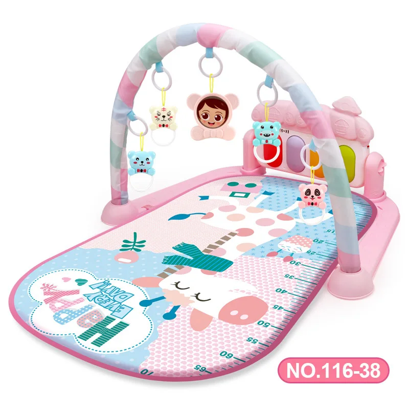 OEM Customized Special Offer Game Blanket Baby Activity Gym Mat Musical Baby Play Mat Piano with Animal Rattle Toys