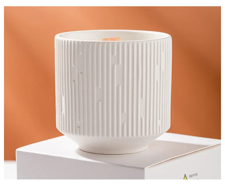 Christmas gift Nordic crafts ceramic scented candle wooden wick white candle