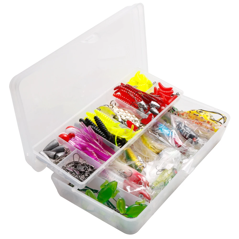 108pcs/box fishing lures baits jigging Metal Spoon Minnow Crankbait Bass fishing gear and accessories with tackle box