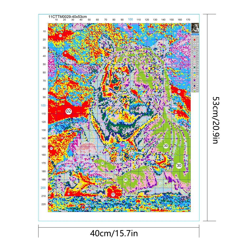 11CT 30*40CM Handmade embroidery DIY cross stitch Beauty White Tiger wall decoration cross stitch kits factory delivery fast