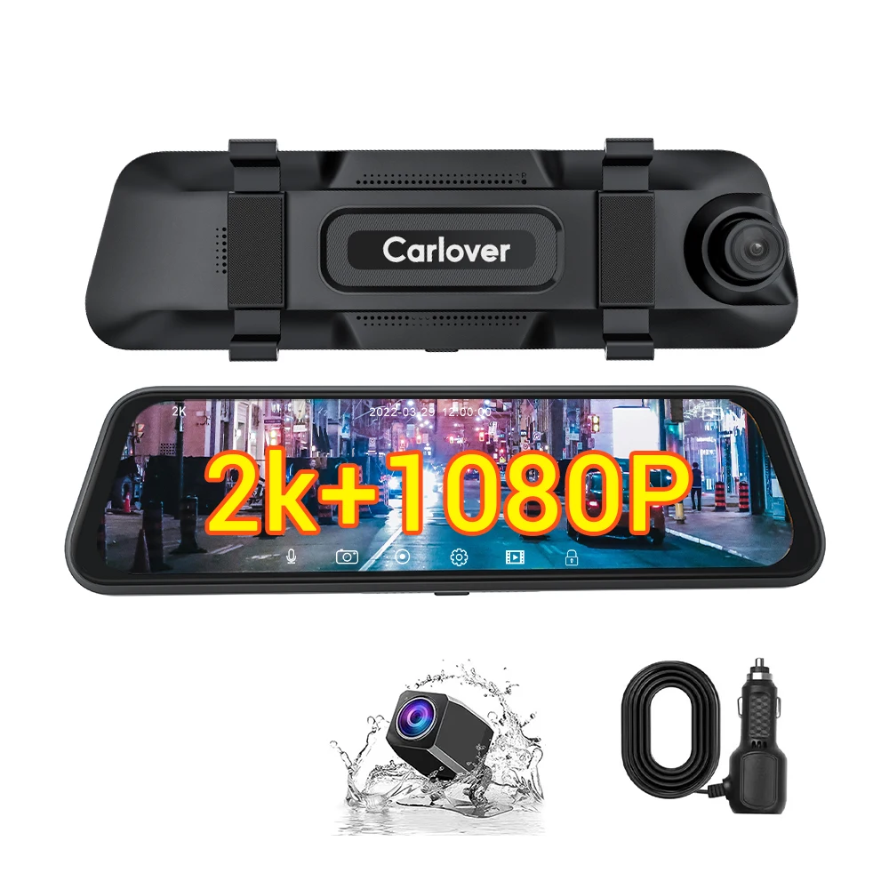 Carlover Manufacturer Car DVR Camera 10 Inch 2K Front Rear View Mirror Camera for Car Video Recorder Dash Cam
