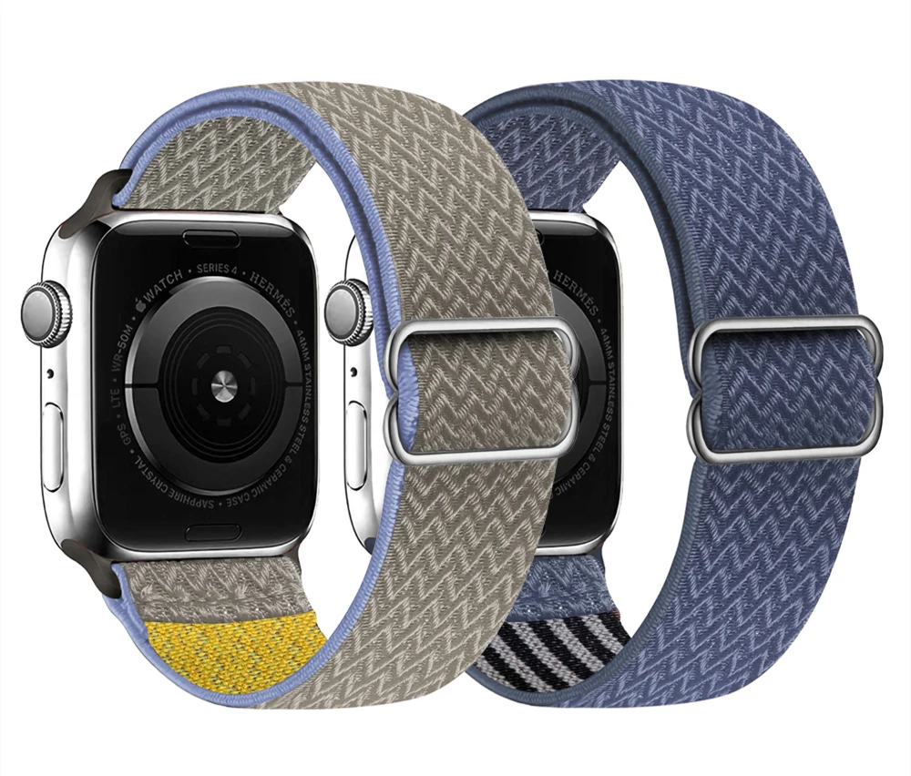 Ремешок нейлоновый для наручных часов Apple Watch эластичный плетеный браслет с волнистым рисунком Series SE 6 44 мм