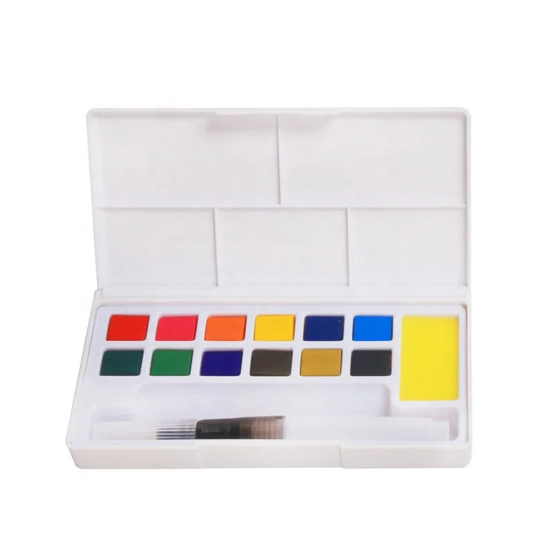 12 Colors watercolor paint set kids water colour watercolor artist solid water color with plastic box