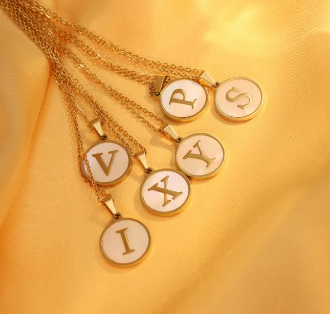 Waterproof Fashion Jewelry Trendy Style Popular Stainless Steel Gold A-Z Letter Pendant Women Necklaces