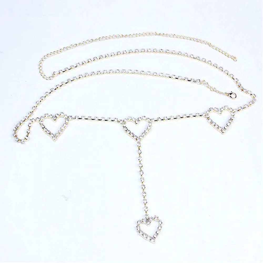 Fashion Belt Accessories Alloy  Metal Strap Chain for Belt Bags Shoes Silver Gold Heart Pendant Summer Beach Waist Body Chain
