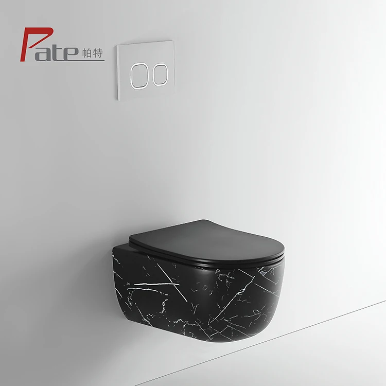 Wholesale washroom wc easy clean sanitary ware wall mounted inodoro bathroom marble pattern color wall hung ceramic toilet