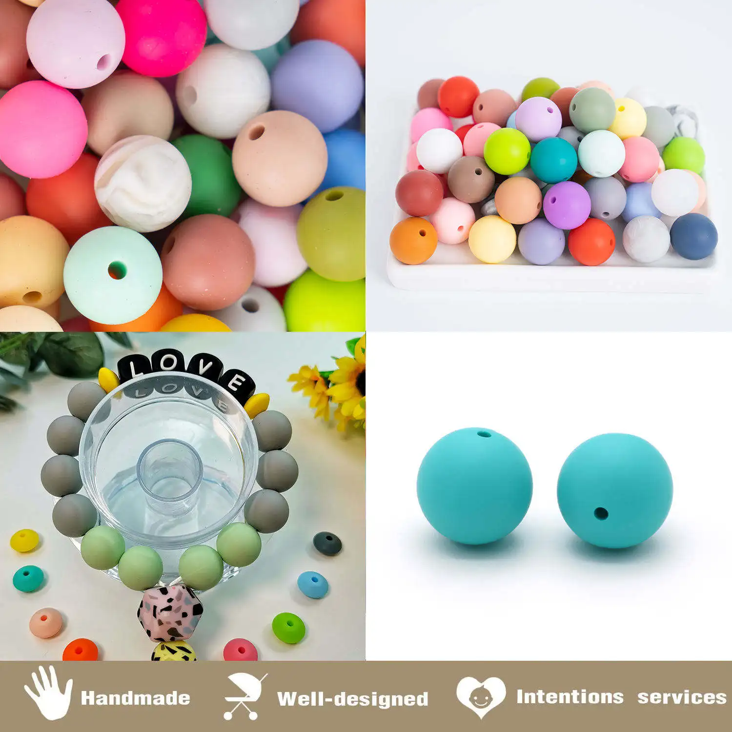 Wholesale New Soft Round Beads Silicone 12mm Bpa Free Baby Teething Beads Silicone Beads For Keychain Making