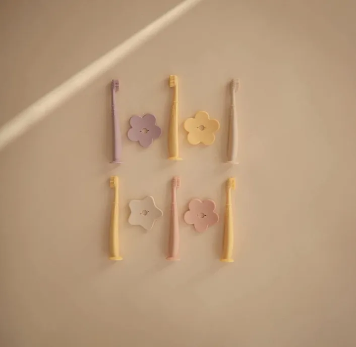 Силиконовая детская зубная щетка для тренировки малышей с цветами