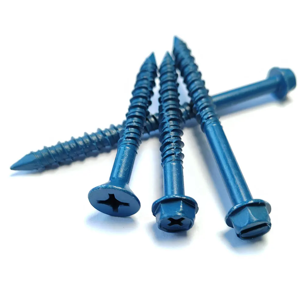 1/4 3/16 Inch Custom Tapcon Hex Head Blue Concrete Screw Slotted Concrete Anchor Screws
