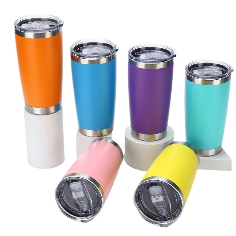 Wholesale 20oz/600ML Powder Coated Vacuum Tumbler Custom Logo Stainless Steel Double Wall Coffee Cup