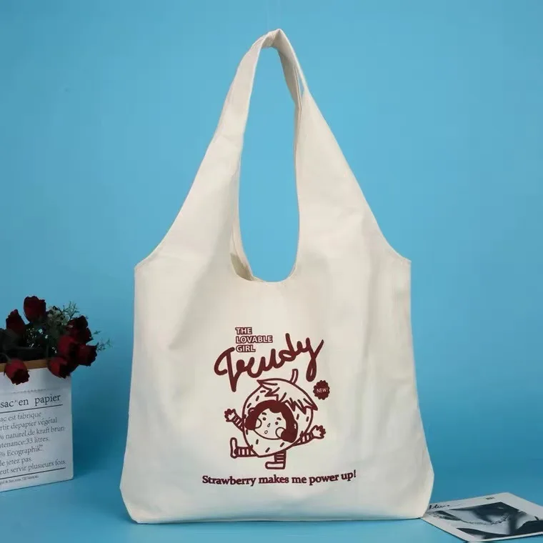 Sublimation Blank Custom Logo Reusable Canvas Tote Vest Bags Without Zipper Pocket Cheap Promotion Gift Shopping Bag For Girls