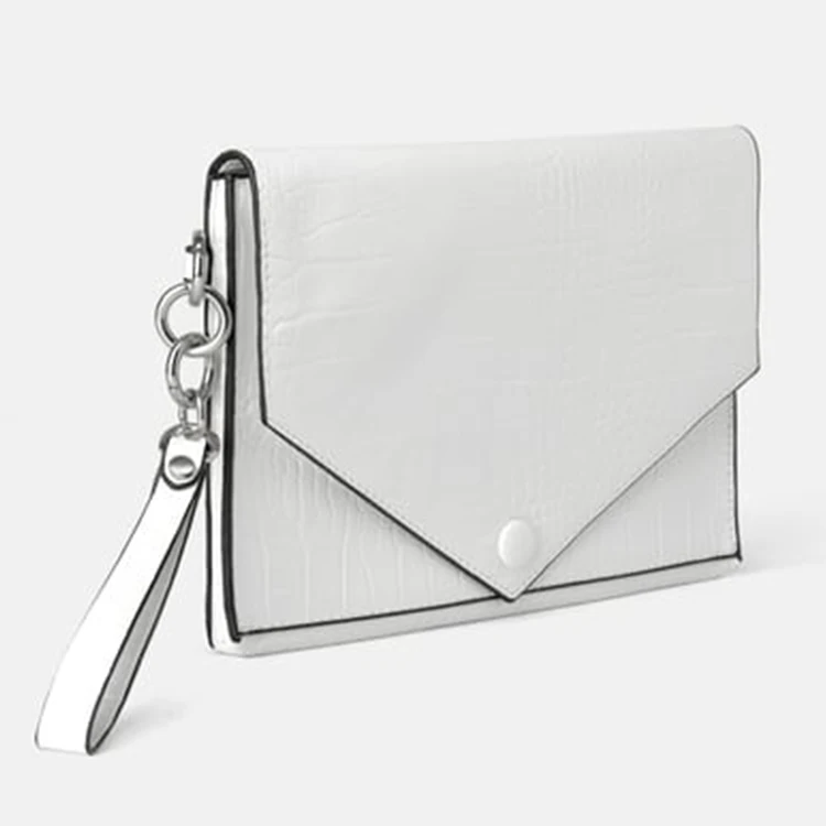 Custom Vegan Croc Leather Ladies Wristlet Pouch Envelope Clutch Bag Purse For Women