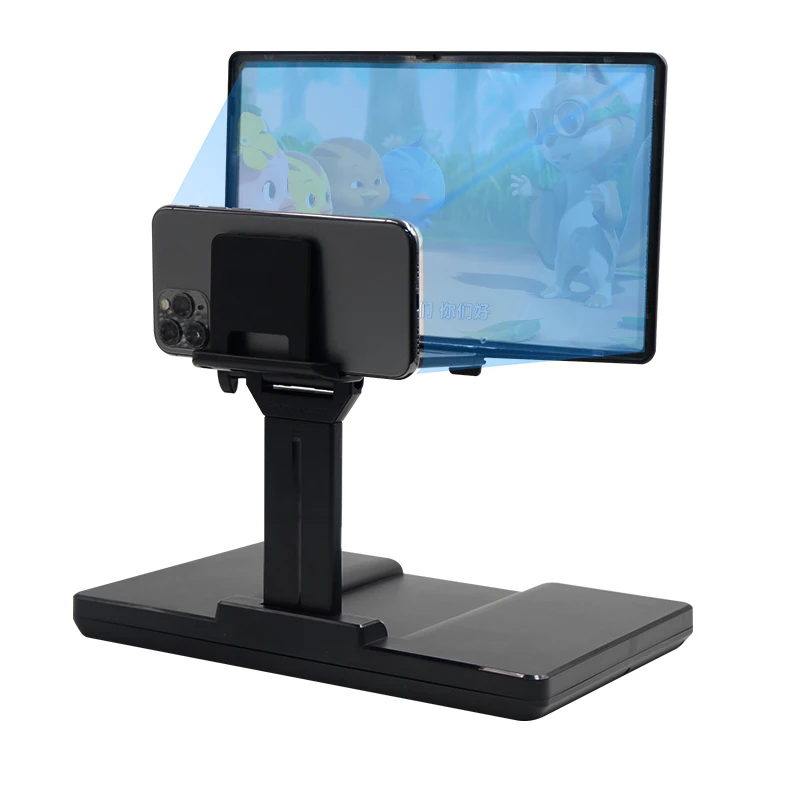 
Portable 12inch Screen Magnifier Desktop Phone Stand Holder Foldable Mobile Phone 3D Video Amplifier 
