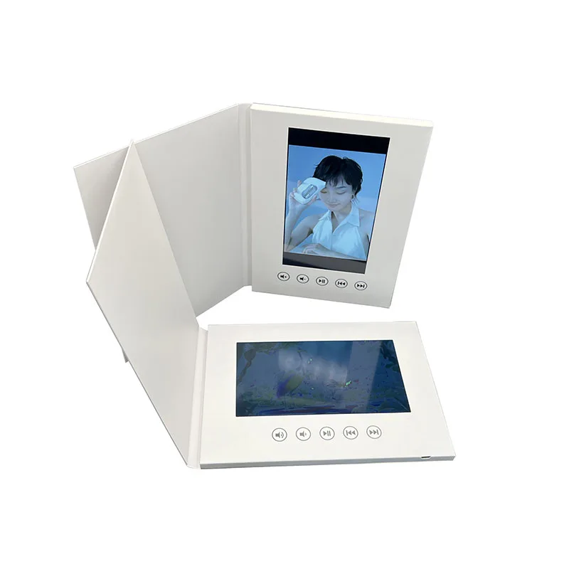 customized A5 Vertical plate 7 inch LCD video brochure card 10.1 inch hd ips tft white video brochure blank video book