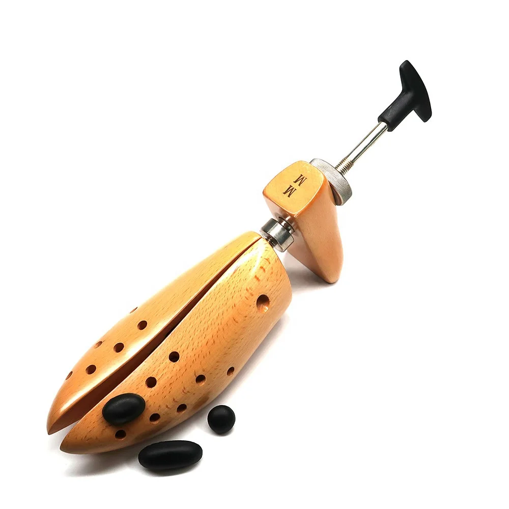 High quality well sell  hard wood natural color American style T shape wooden shoe expander varnished beech shoe stretcher SS02D