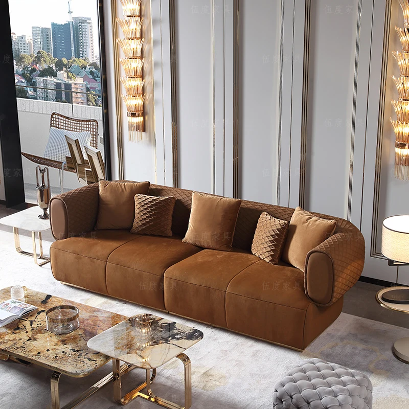 Furnistyle Italian luxury sofa set furniture living room modern velvet 3 seater couch sofas de luxury