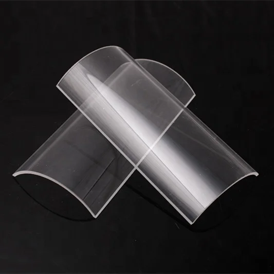 SUCCESS Transparent Curved Fused Quartz Glass Pane UV Curing Half Quartz Tubes