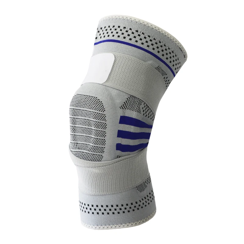 Durable Spring Support Knee Brace With Adjustable Straps Silicone Gel Pads Sports Compression Knee Sleeve