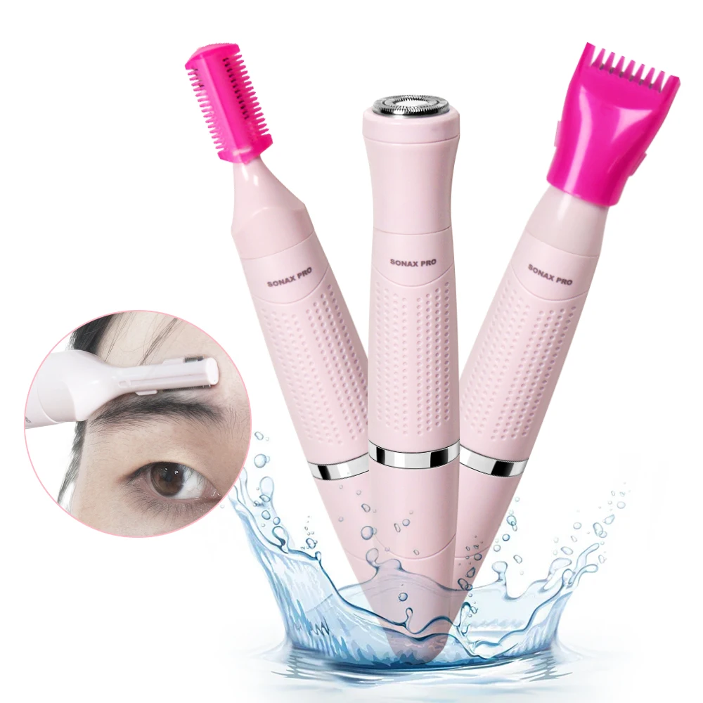 3 in 1 Washable Lady Shaver Face and Body Shaver Sideburn Eyebrow Trimmer Grooming Kit