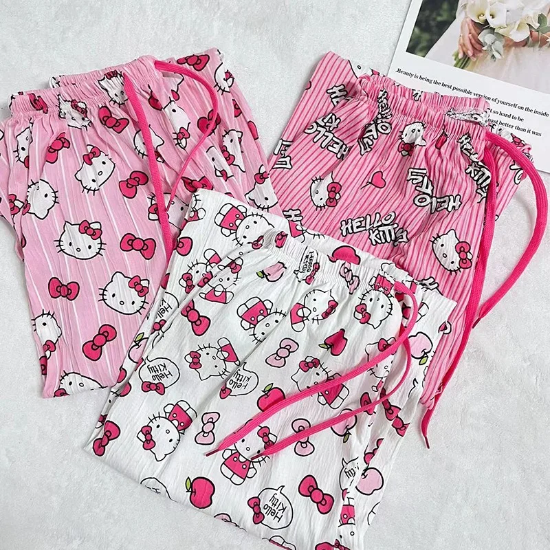 KT Kawaii Мультяшные Аниме пижамы для девочек домашние зимние спальные длинные штаны с милыми игрушками осеннего отдыха