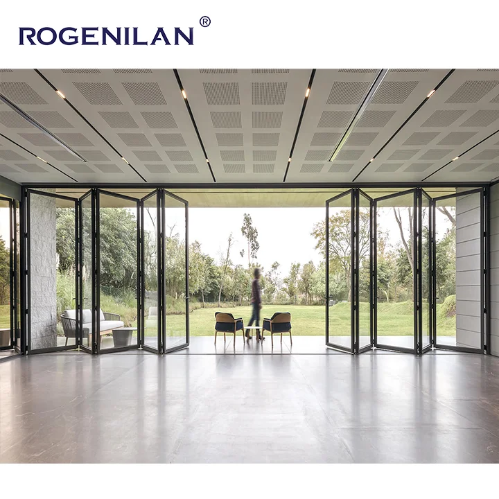 Modern Waterproof Accordion Door Balcony Partition Bifold Doors Aluminum Villa  Foldable Slide Patio Lowe Glass Door