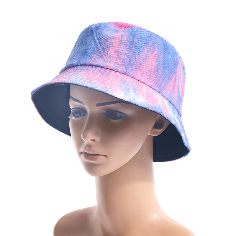 Luxury design printed fishing cap reversible tie dye bucket hat