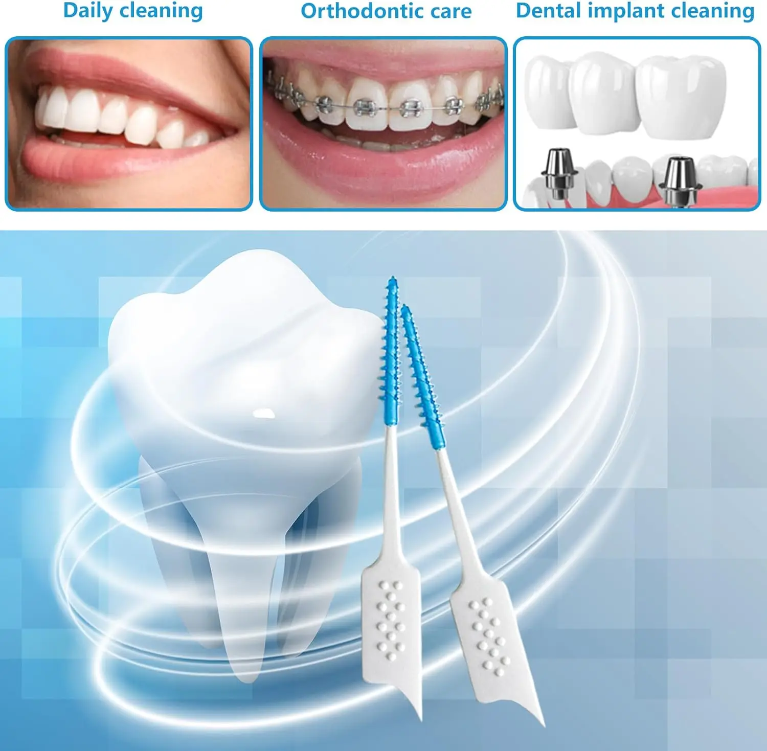 20 picks Silicone interdental Brush Adaptive Corrective Disposable interdental Brush Braces Brush for Cleaning Teeth Health