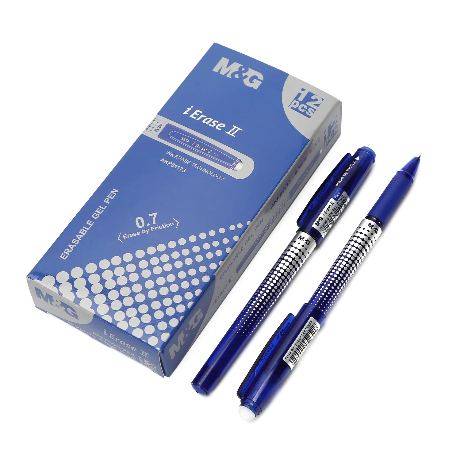 New Technology 0.7mm Black Blue Erasable Gel Pen With Eraser