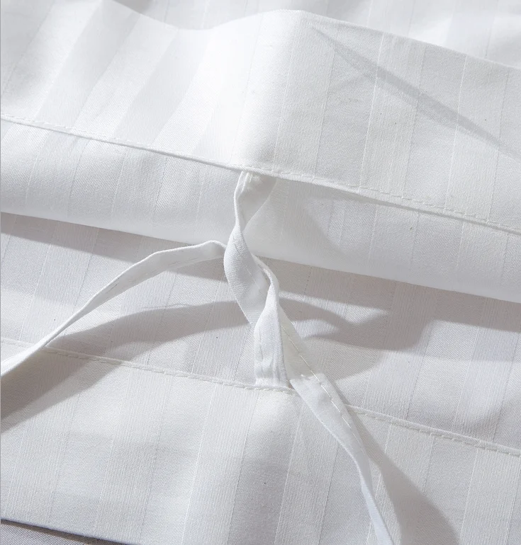 Deeda factory 1cm stripe white hotel bedding bed linen bed sheets set