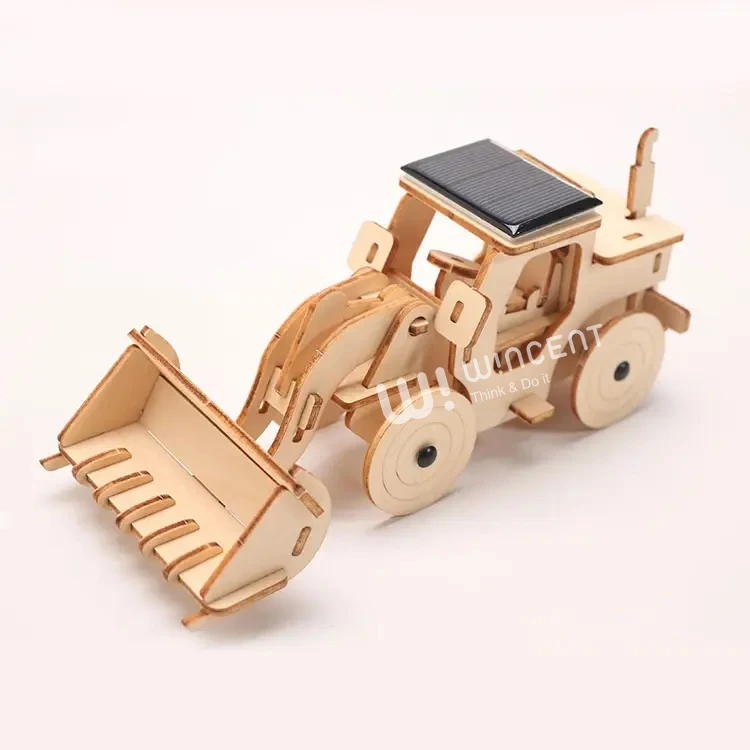 Solar Energy Running Bulldozer Wooden 3D Puzzle DIY Toy Gift Box Plywood,wood En71,ce Wincent Solar Power Unisex 120 19*9*8.5cm