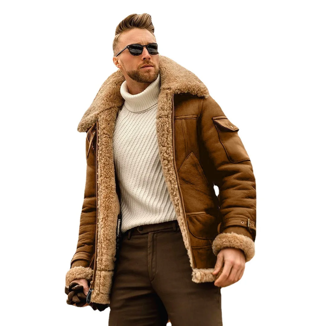 Latest Design New Fur Mid Length Men Bomber Jackets 2021 Mens Leather Jackets And Coats Men Waterproof Jacket
