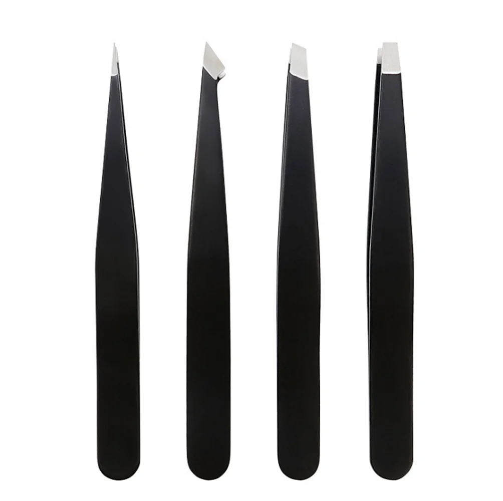 Wholesale Professional Lash Tweezers Black Eyelashes Tweezer Customized Private Logo Slanted Tweezers