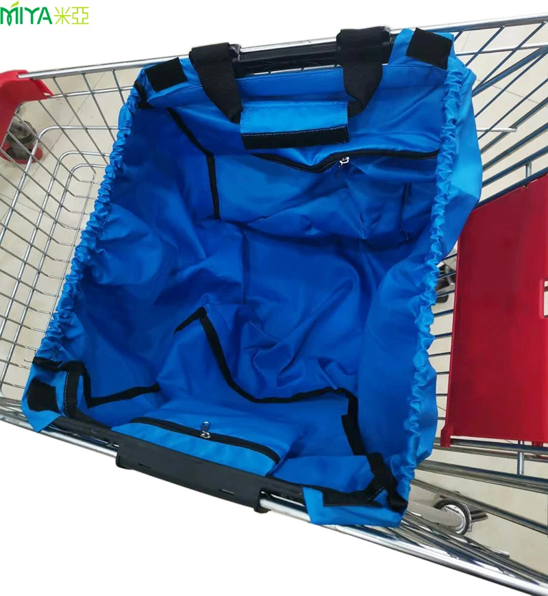 
Custom Foldable Reusable Polyester Folding Grocery Large Supermarket Shopping Grab Bags 