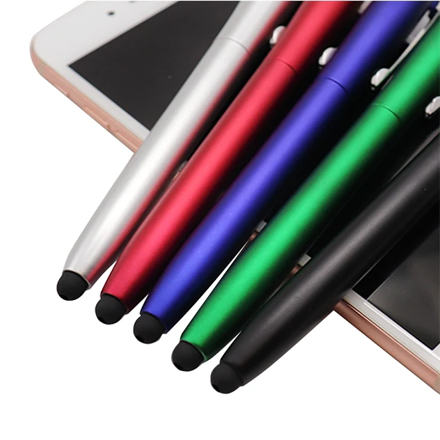 Metallic Colored Barrel LED Light Plastic Ball Pen With LED Light Printed Logo Stylus On Tip