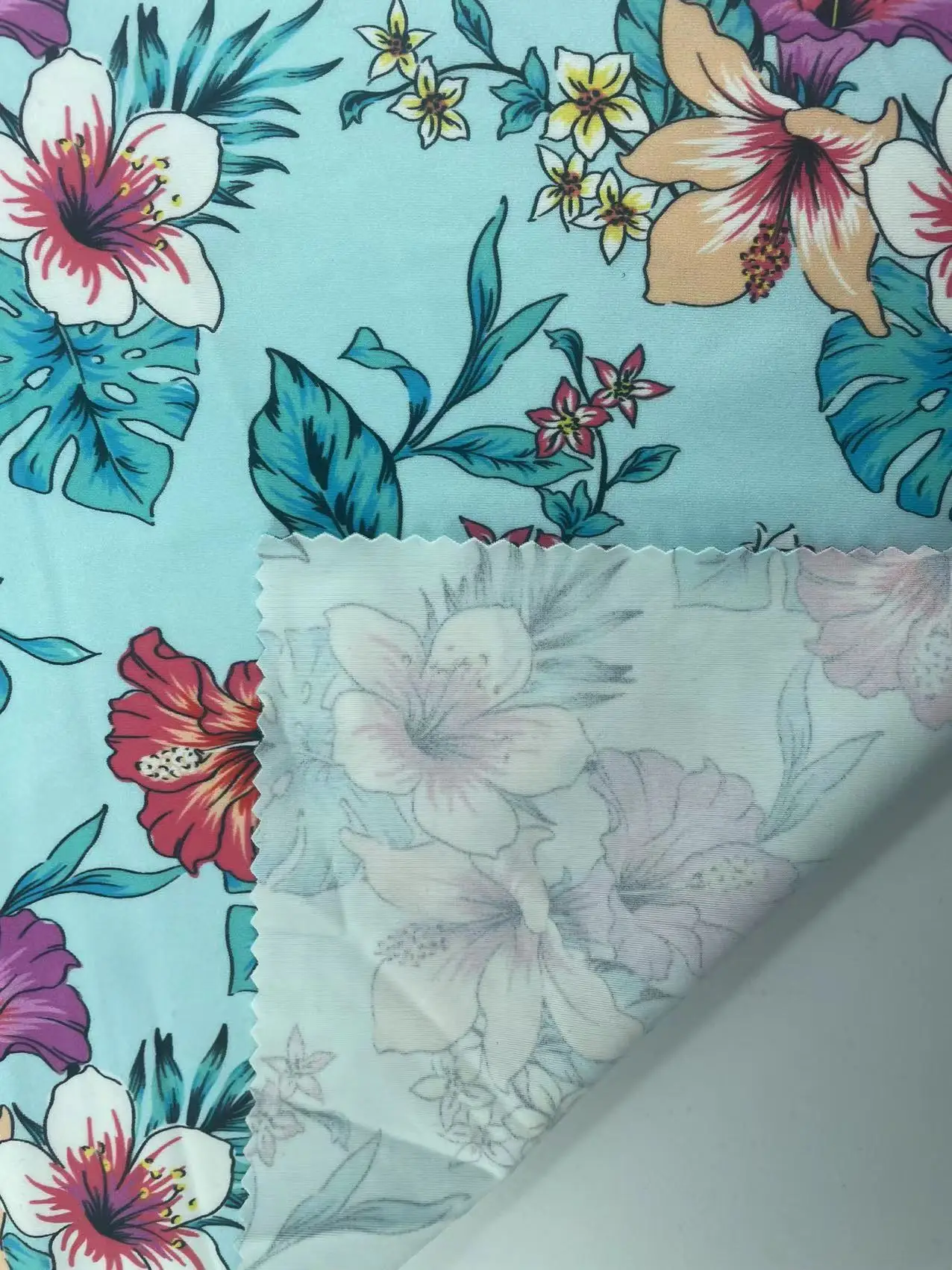 Wholesale price customized design printed nylon/spandex knit swimsuit fabric for swimwear