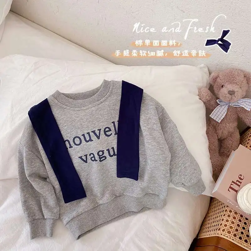 
Fashion shawl little girls sweatshirts french terry tops for kids girls 