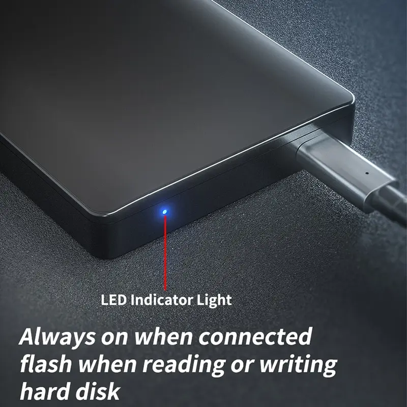 High Quality Type C USB C Hard Drive Enclosure 2.5' USB 3.0 Type C to SATA External Hard Drive Disk Case