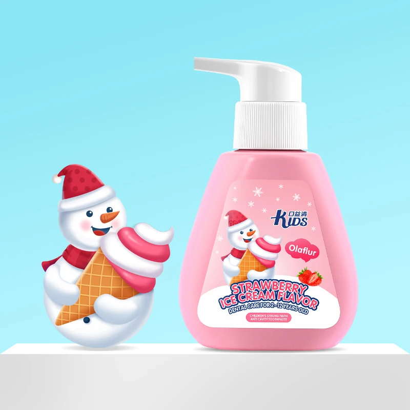 Customized children strawberry toothpaste fluoride free bubble gum kids teeth whitening toothpaste