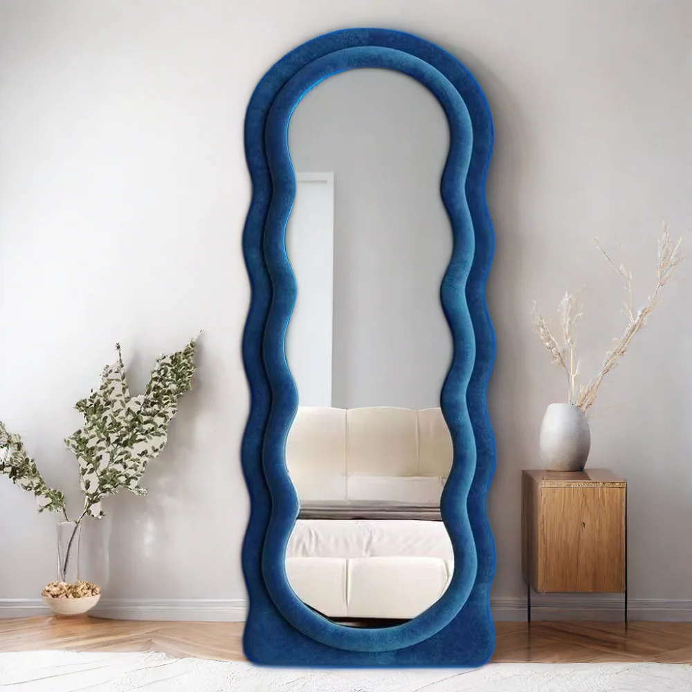 Wholesale flannel framed vintage wave furniture dressing mankeup toilet hanging wall floor full body mirror espejo spiegel miroi