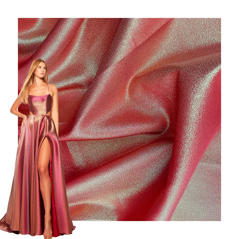 China Stocklot Two Tone Iridescent Fabric Metallic Thread Color Changing for Costume Gown