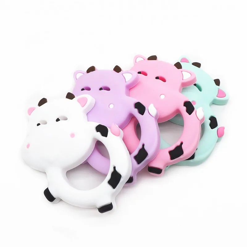 Custom Cartoon Lovely Silicone Milk Cow Teether DIY Baby animal Dummy Pacifier Sensory Funny Teething Toys
