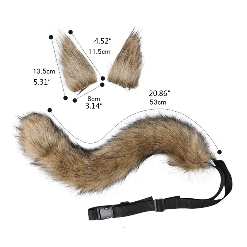 Wolf Fox Ears Tail Adjustable Belt Furry Animal Headband Cosplay Props