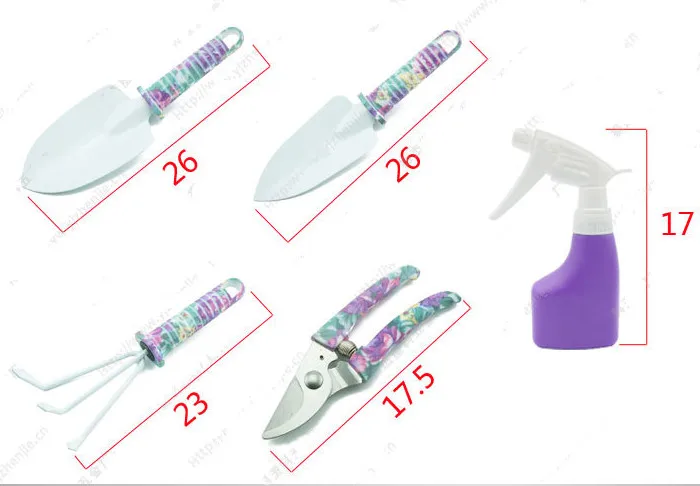 5 pcs printing pruners rake spade shovel sprayer scissors hand garden trowel tools