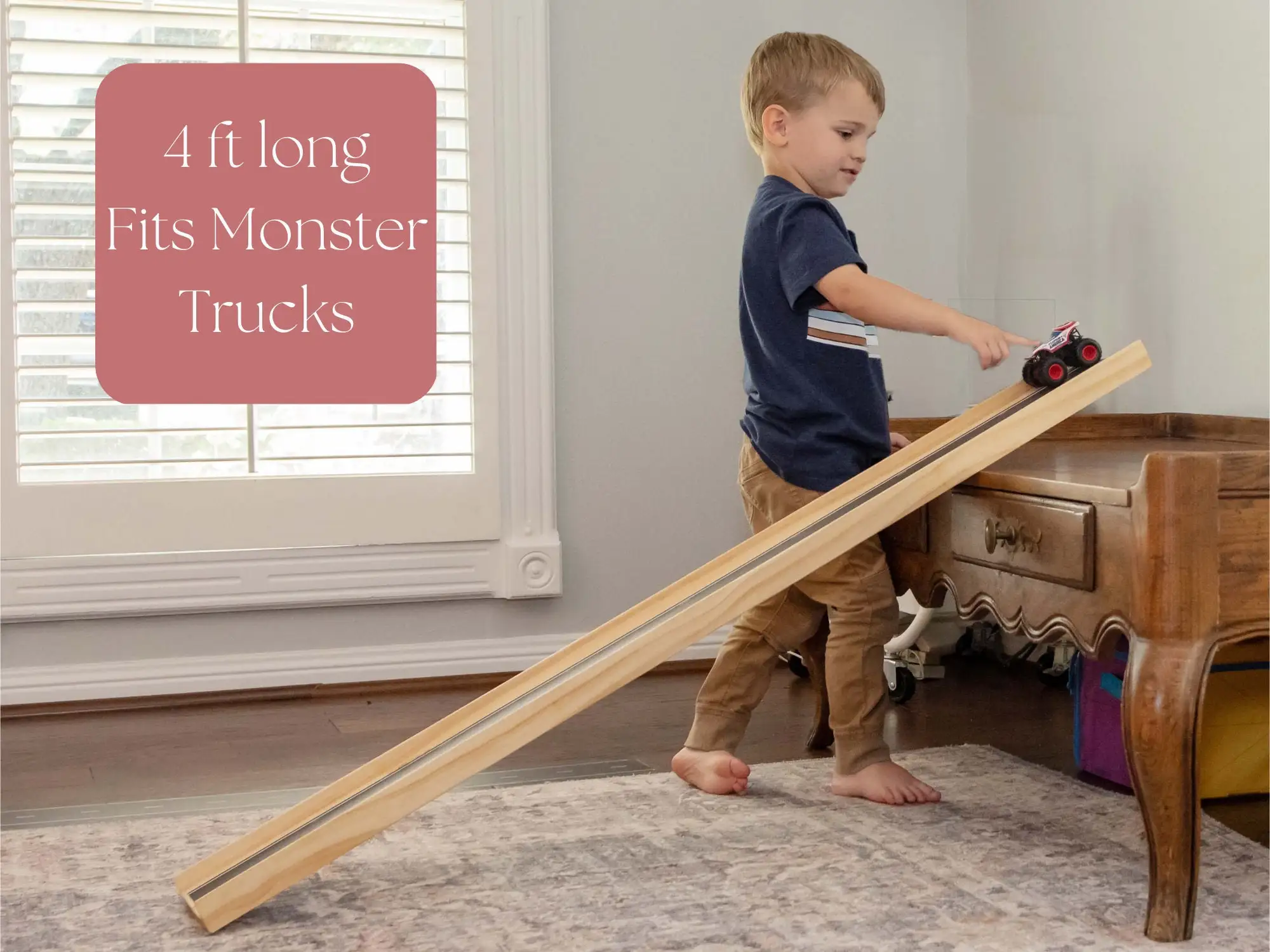 Wooden Car Race Track Ramp Drag Strip Montessori Play Kids Racetrack