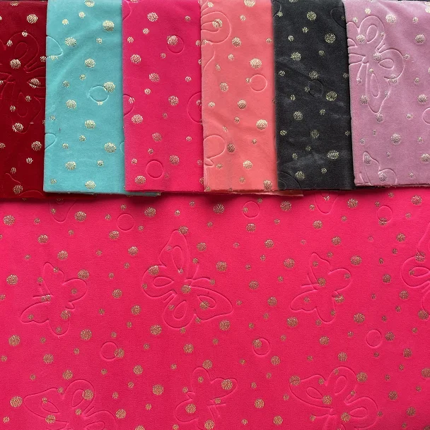 cutting and foil print velvet  fabric for dress and cloth