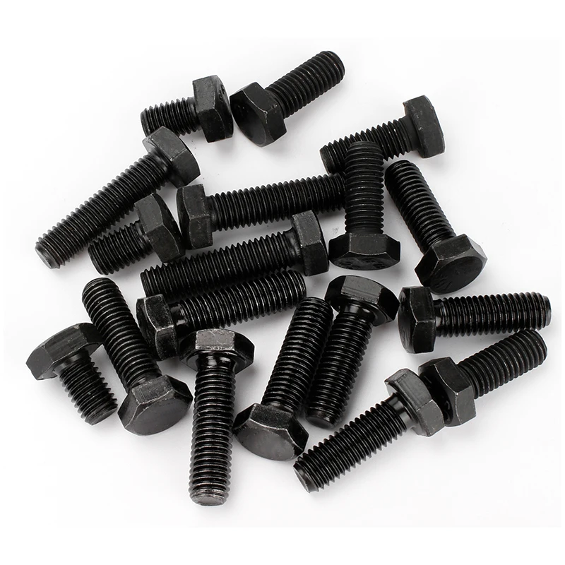 Black Steel Hexagon Bolts M12 M13 DIN933 Fasteners with 18X80 MM 8.8 Hex Head Nuts Bolts in Sizes M6 Bouten M10 Tuerca Y Perno