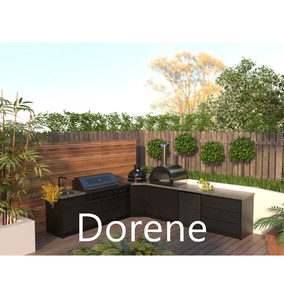 2024 Dorene Modern Modular Designs Summer Australian Kitchen Island Outdoor Bbq Grill Outdoor Kitchen with 304 Stainless Steel