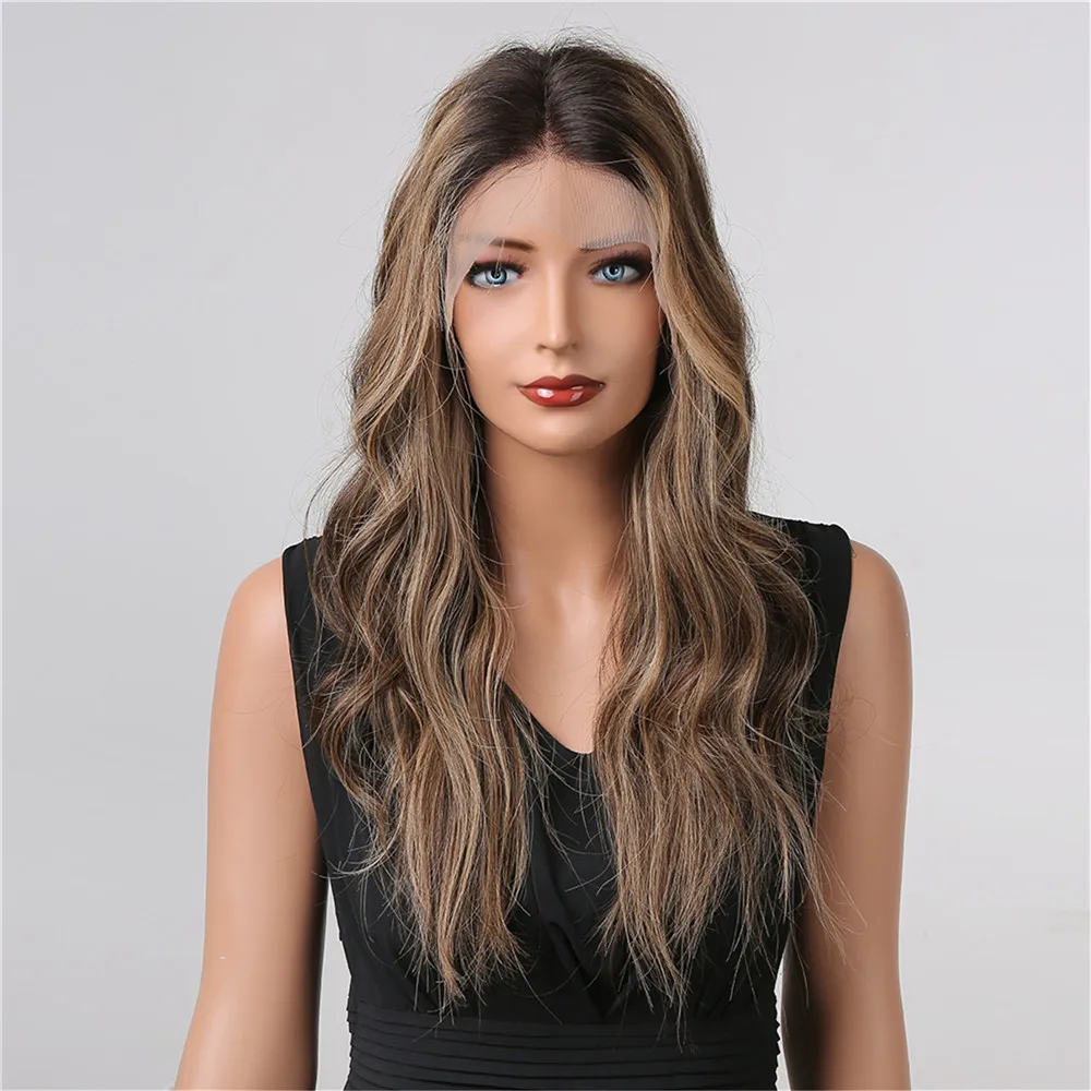 Highlight HD Wigs Human Hair Lace Front Long Piano Color Natural Wave Wig Highlight Wig For Black Women