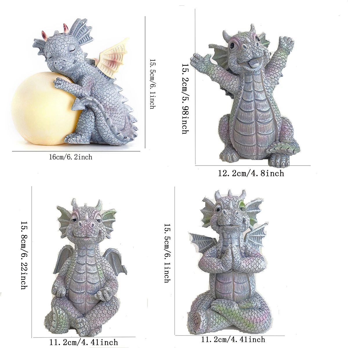 Garden Dragon Meditation Meditation Pray Resin Ornament Statue Gnome Dwarf Garden Resin Craft Decoration