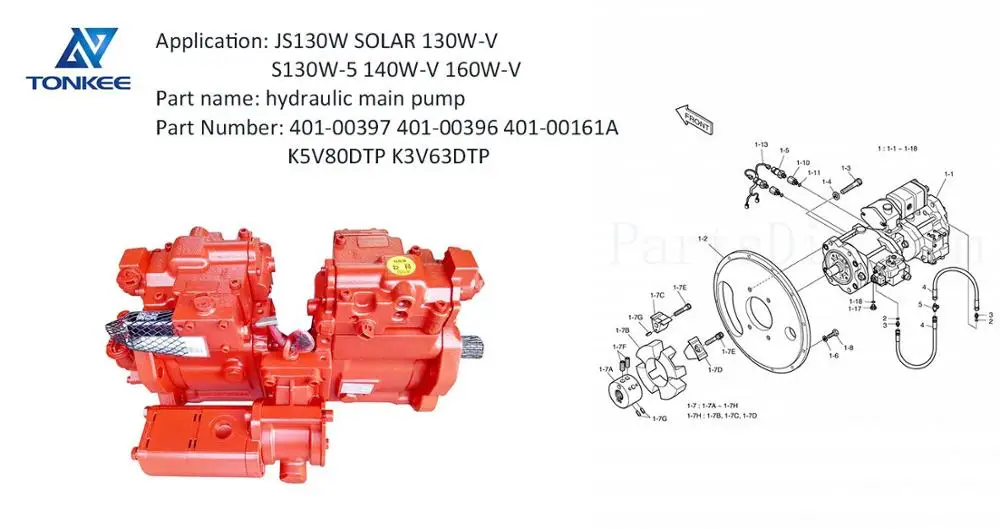  PNM FK 401-00161A K3V63DTP Гидравлический поршневой насос в сборе 130W-V 160W-V Главный для